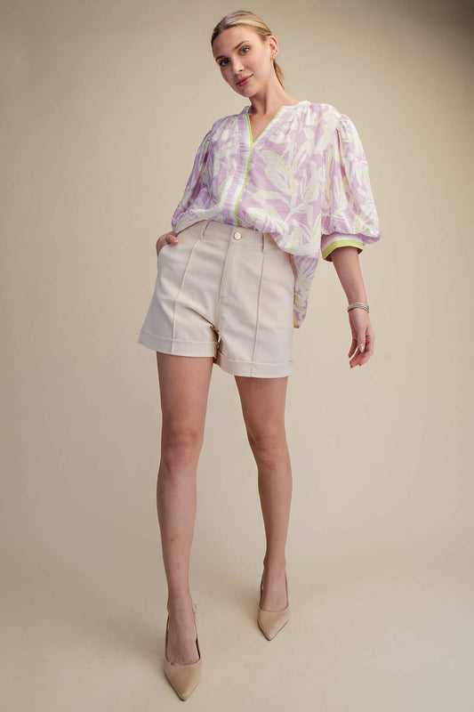 Sasha High Waist Shorts | Ecru