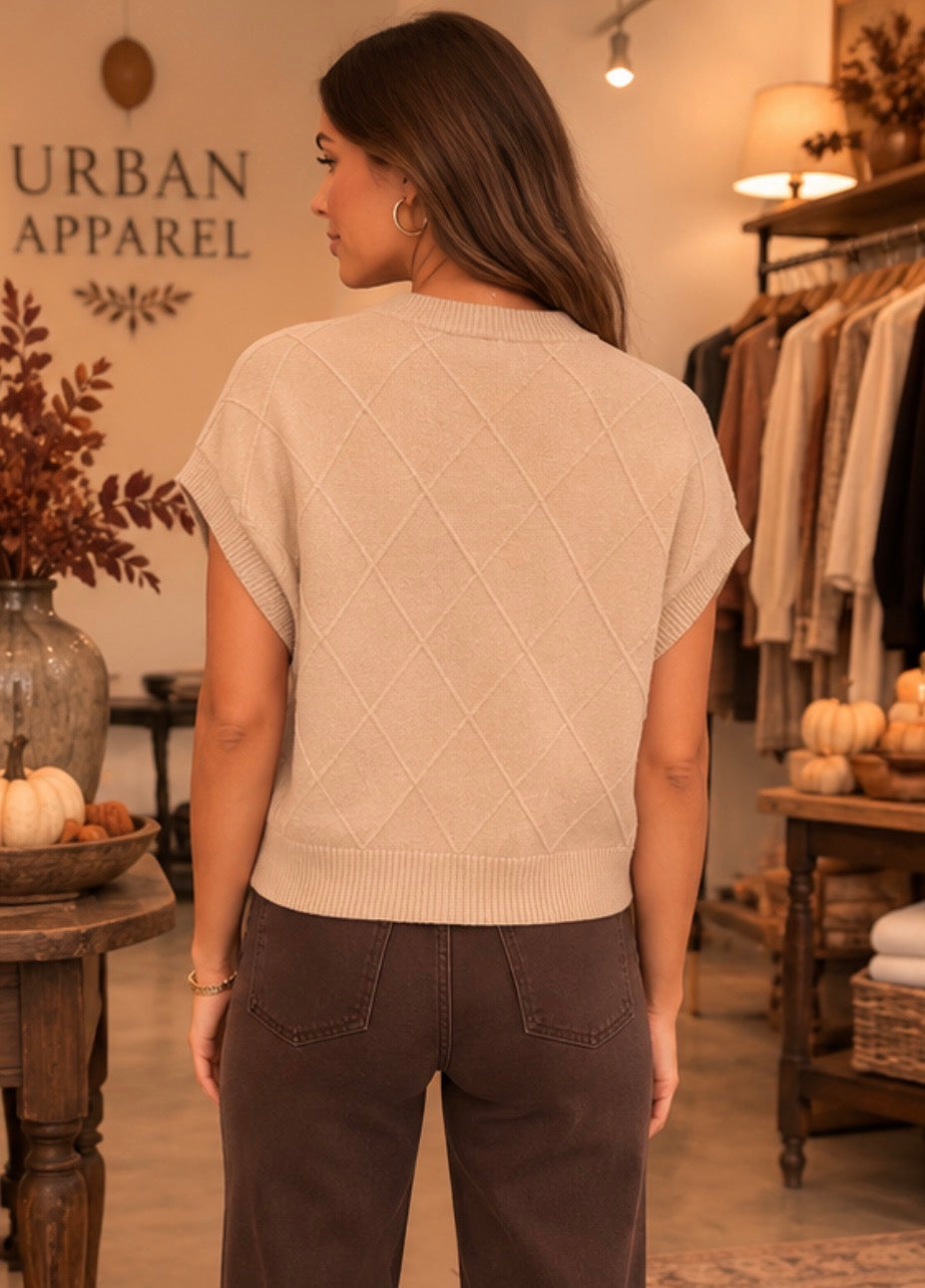 Olivia Sweater Top | Beige