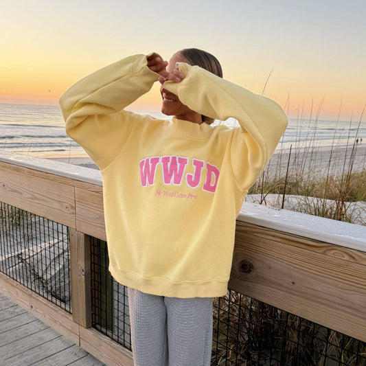 NEW! | "WWJD" PREMIUM MOCKNECK CREW | YELLOW